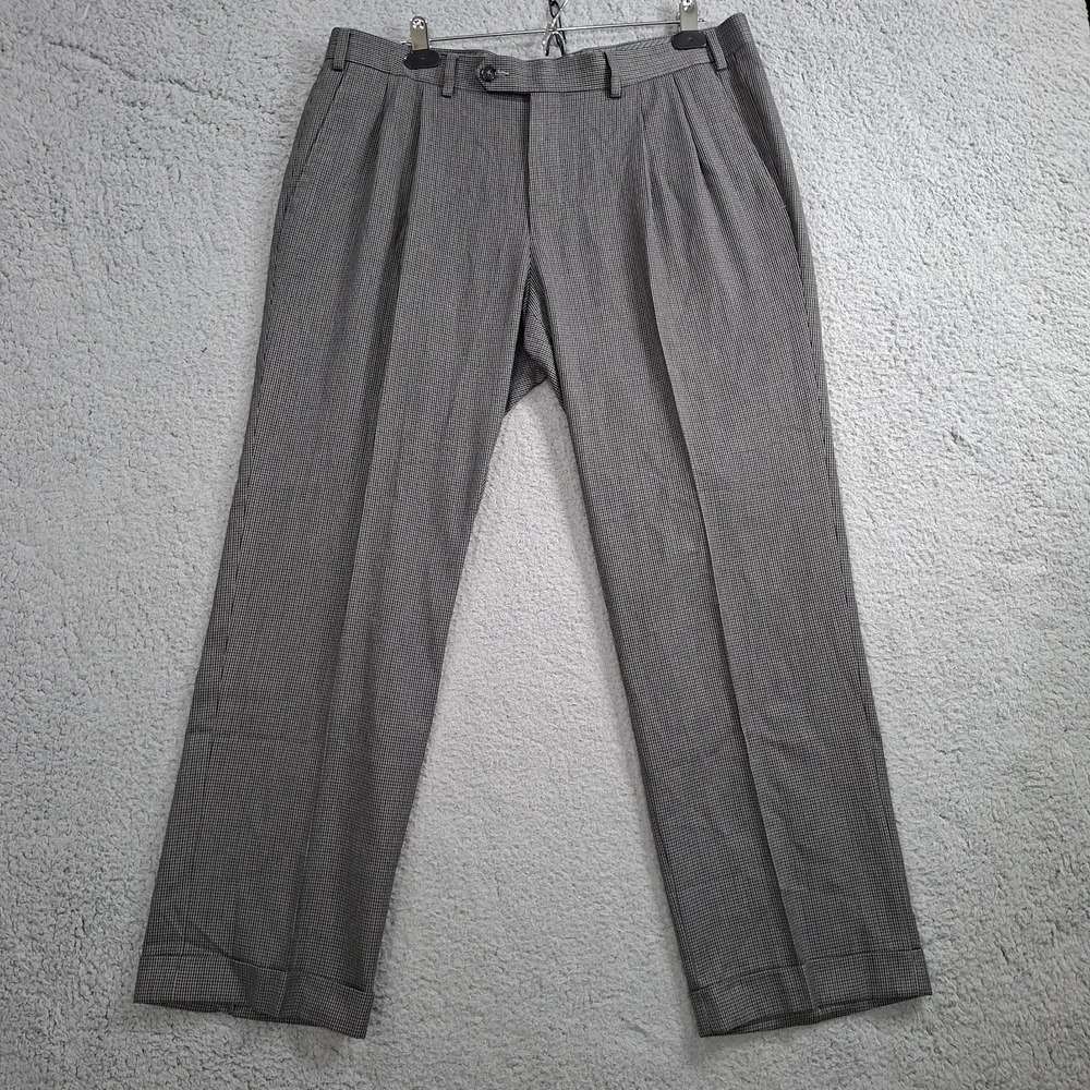Lauren Ralph Lauren Men 36x29 Pleated Cuffed Dress Pants Gray Micro Check Office